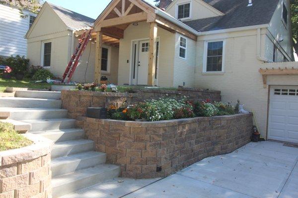 On Pine Street we build an addition Retaining walls and New  Driveway