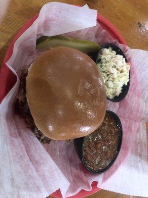 Brisket sandwich, Cole slaw, Baked Beans