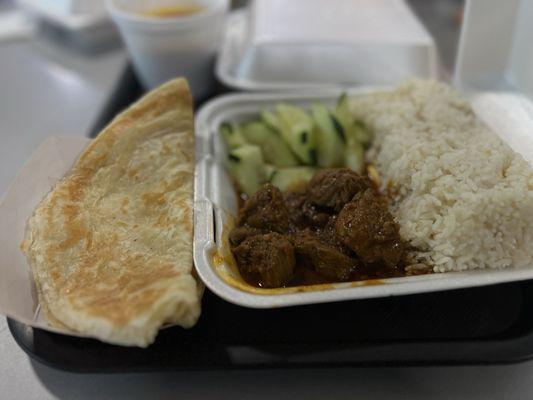 3. Roti Prata and 6. Beef Rendang