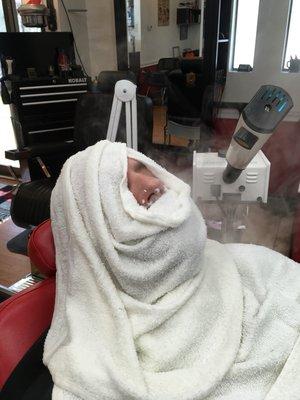 Hot towel Steam shaves.