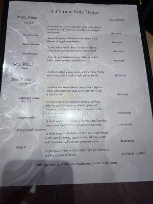 Wine menu