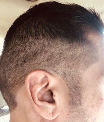 Notice the high cut uneven with a fade that  is non existent and patchy.