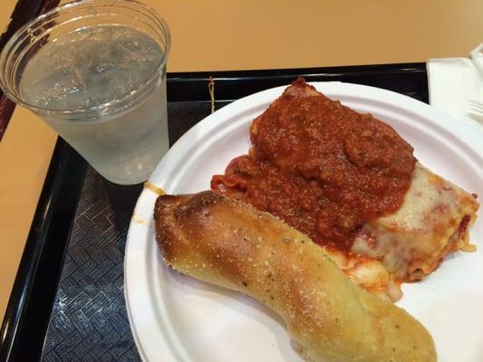 Lasagna and garlic bread, $6.70