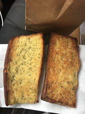 Over cooked garlic bread