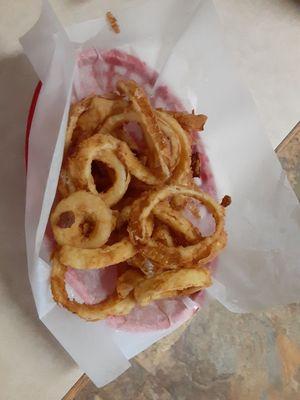 Hand breasted onion rings