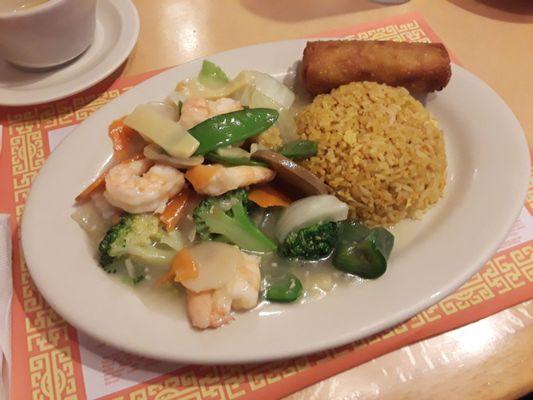 Shrimp and vegetable dinner combo,  $9