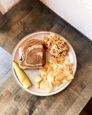 Ham Panini with Pasta Salad and Chips