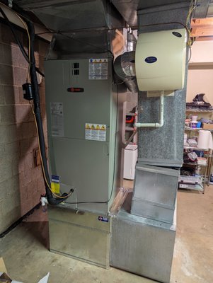 Finished install of a Trane M series air handler for our heat pump. Work was so neat and clean.