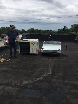 Rooftop heating and cooling unit we installed this summer custom made aluminum transition sure is pretty