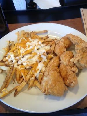 Chicken tenders and cheese fries