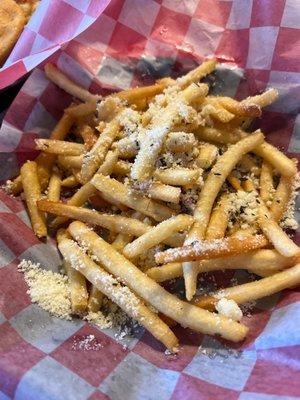 "Rosemary and Parmesan fries" the Parmesan is Kraft parm cheese sprinkled on top