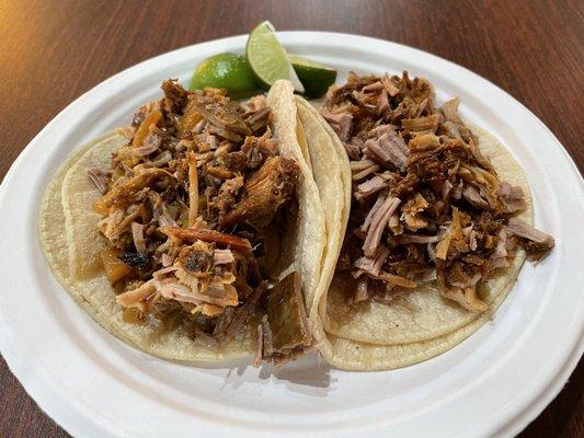 Carnitas Mixed (left) and meat only (right)