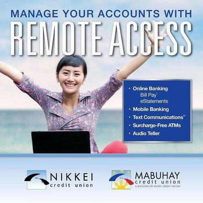 Managing your #MabuhayCreditUnion and Nikkei Credit Union accounts has never been more convenient!  For info: mabuhaycu.org/remote-access