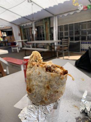 Al pastor super burrito: perfectly seasoned meat with all of the Mission-style fillings.