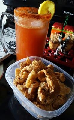 This place has the best chicharones and michelada mix