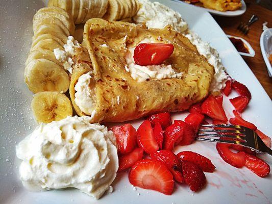 Ricotta Cheese Filled Crepe with Bananas Strawberry n Whipped Cream OMG