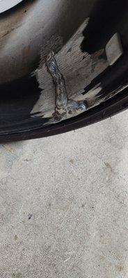 This is the other repair on the same wheel as delivered to me.