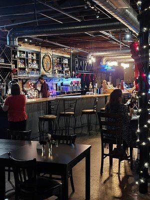 Bar area! Beautiful Christmas decor!