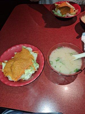 Salad & miso soup made miso happy.