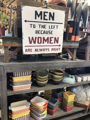 The sign is for purchase $15. Oblong casserole dishes $10.