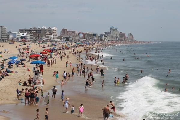 The Ocean City Maryland beach photographed from the OC Fishing Pier in June 2015  #oceancitycool