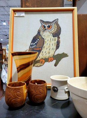 Sept 2021: Owls, Geese, Butterflies, Mushrooms, & Sailboats were popular in the mid-century (50's thru 70's)