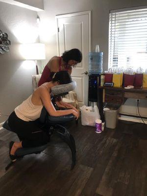 Chair massage event at Agave 22 Apartments