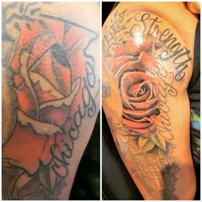 Rose cover up done at Divine Art Trap Ink. I APPRECIATE EVERYONE WHO SHOPS WITH ME YOU ARE GREATLY APPRECIATED!!!