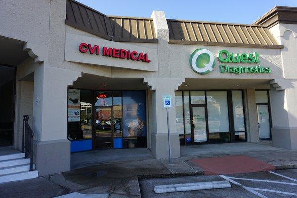 Storefront of CVI Medical, we are in the shopping center with Office Depot and Chipotle - directly behind Taco Bueno