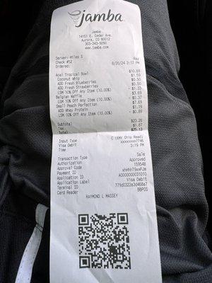 Receipt of items I paid for.