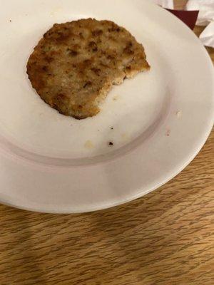 Sausage patty was thin.