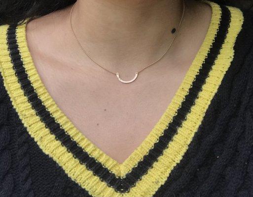 Custom gold hammered necklace