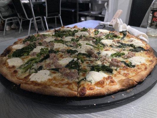 Broccoli rabe sausage and ricotta pie!