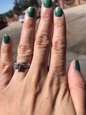 Mermaid green! Gel manicure is really worth it and last longer.