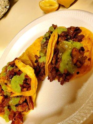 Asada and pastor tacos