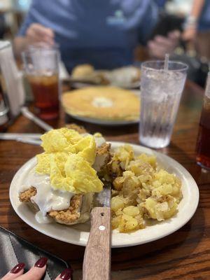 Country Chicken Biscuit Coffee Green Pepper Home Fries Short Stack