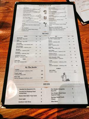 Drink menu