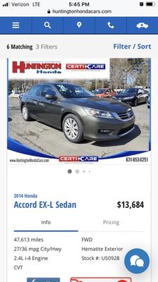 Advertised price $13,684.  They hit me with a $2,000 up charge.  This is a sleazy trick to get people in the dealership!!!