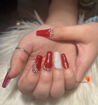 Full set coffin red and white design