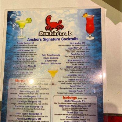 Cocktail menu