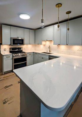 Kitchen Renovation with overhead pendant lights