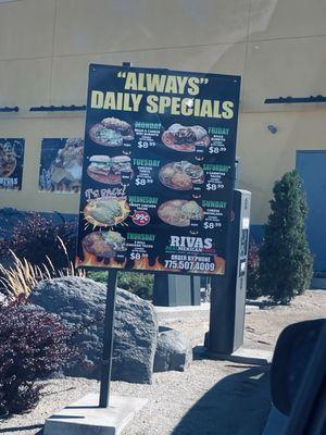 Daily Special Menu board