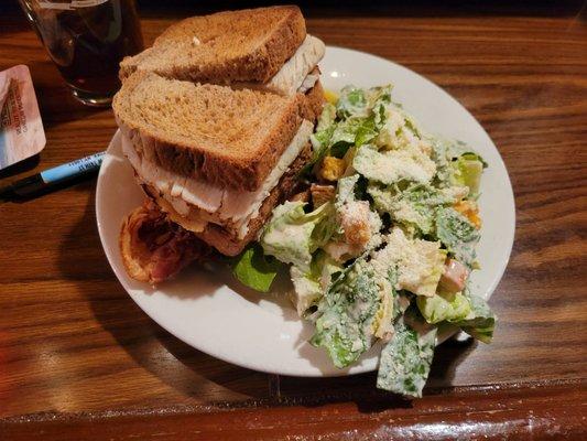 Turkey Club. Caesar Salad was tasty