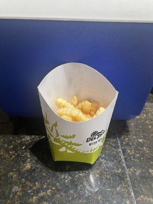 This is the medium fries they give out in drive thru. About 1/3 full