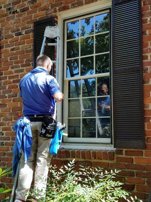 Window cleaning in action