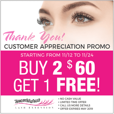 Customer Appreciation Promo: Buy 2 $60 gift-certificates and get 1 free! A total of $180 value! Contact the shop for more details.