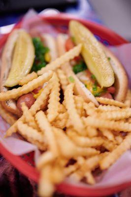 Vienna Hot Dog  with fries (Chicago Style)