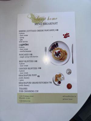 Breakfast Menu