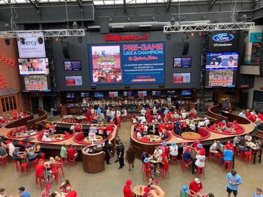 Game day fans and big screen TVs in main area