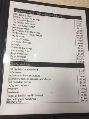 Restaurant menu